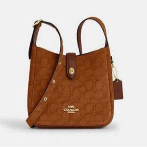 🤎 Coach NWT Hadley Mini Crossbody Bag In Signature Suede with Gold Hardware